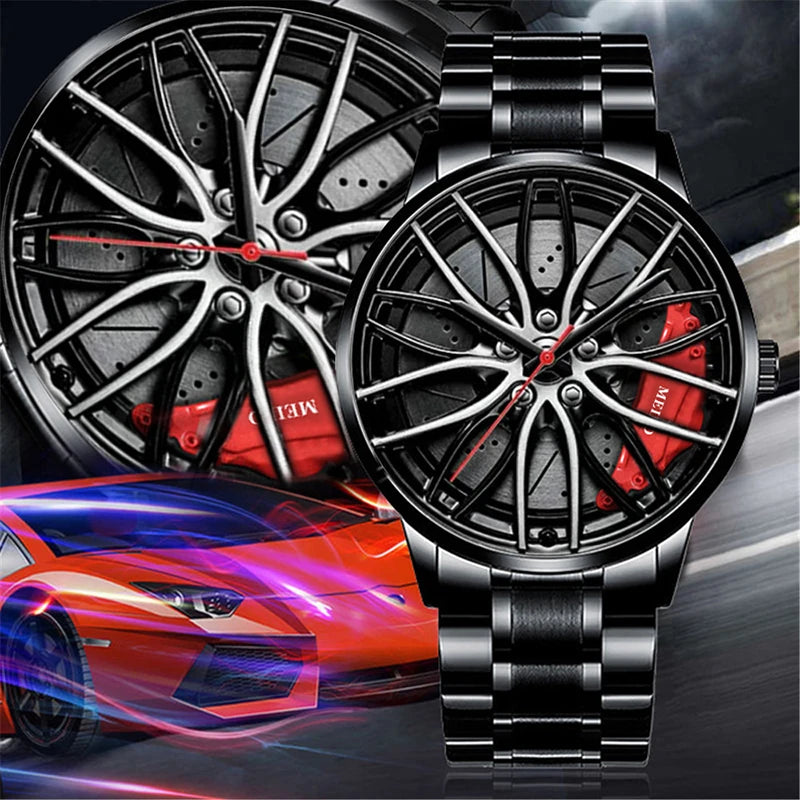 Fashion Mens Luxury Watches Sports Car Watches Sport Rim Hub Wheel Wristwatch Car Quartz Men'S Watches Creative Watch