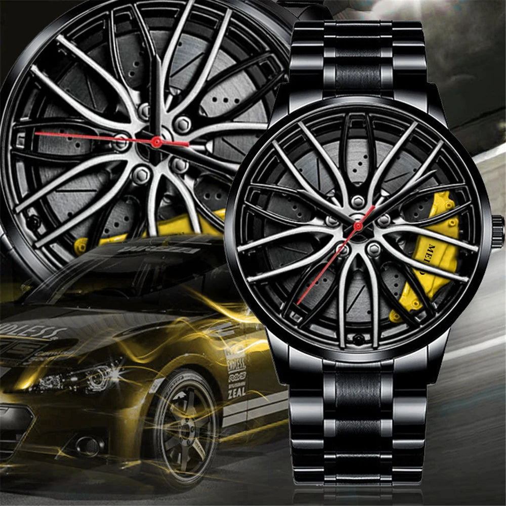 Mens Luxury Watches Sports Car Watches 3D Sport Rim Hub Wheel Wristwatch Car Quartz Men'S Watches Creative Relogio Masculino