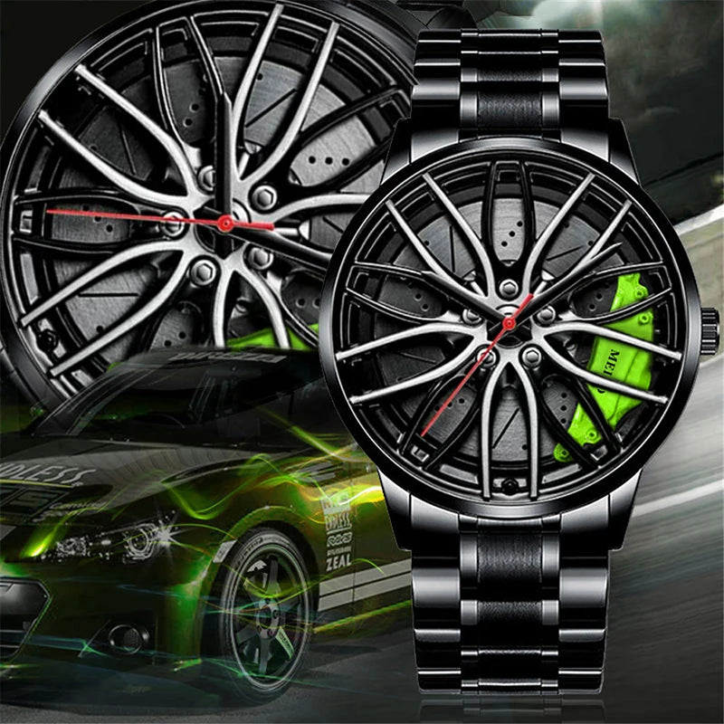 Fashion Mens Luxury Watches Sports Car Watches Sport Rim Hub Wheel Wristwatch Car Quartz Men'S Watches Creative Watch