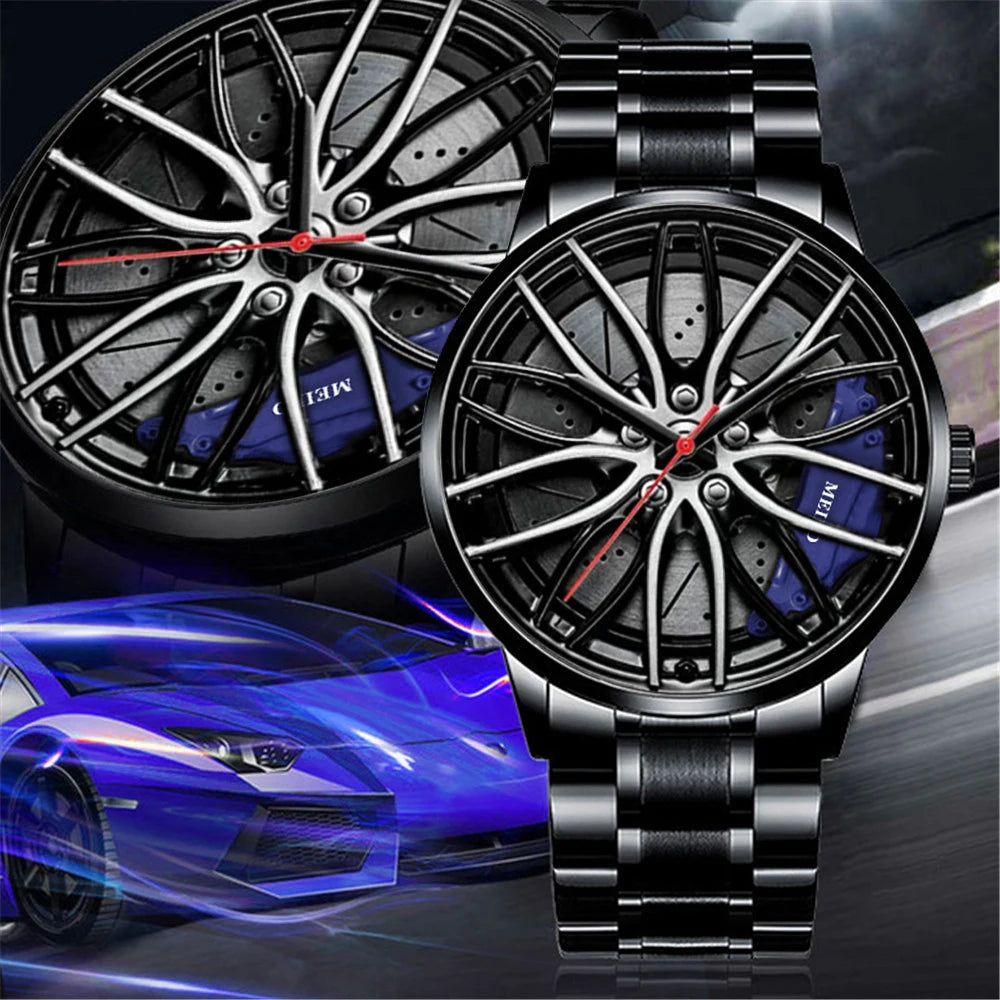 Mens Luxury Watches Sports Car Watches 3D Sport Rim Hub Wheel Wristwatch Car Quartz Men'S Watches Creative Relogio Masculino