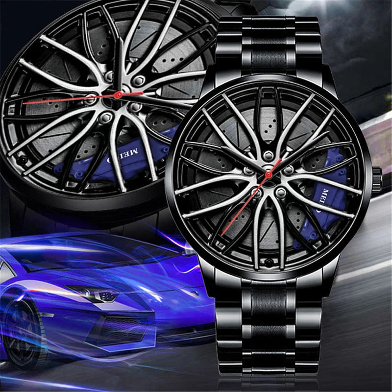 Fashion Mens Luxury Watches Sports Car Watches Sport Rim Hub Wheel Wristwatch Car Quartz Men'S Watches Creative Watch