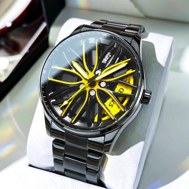 Wheel Men'S Luxury Watch Waterproof Rotary Sport Car Rim Man Watch High Quality Fashion Best Selling Quartz Men'S Watches