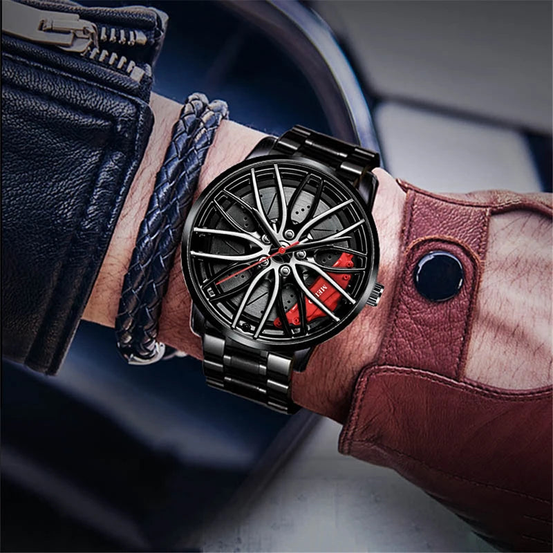 Fashion Mens Luxury Watches Sports Car Watches Sport Rim Hub Wheel Wristwatch Car Quartz Men'S Watches Creative Watch